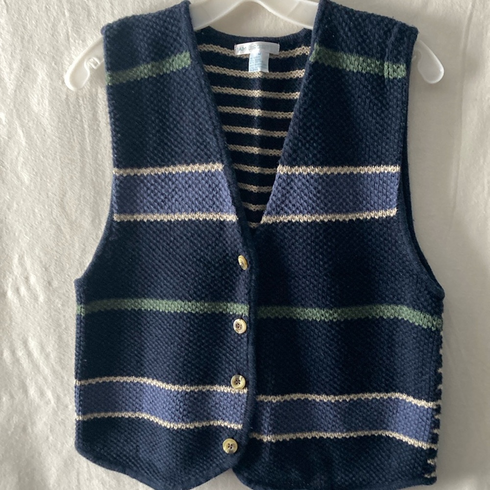 Jamie Scott Striped Knit Vest with Button Closure
